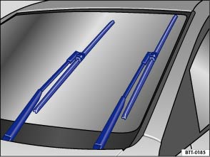 Volkswagen Tiguan Betriebsanleitung - Servicestellung der  Frontscheibenwischer - Scheibenwischer und -wascher