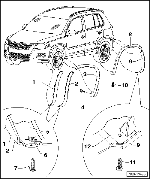 Kotflügel Leiste Verbreiterung Hinten Links für VW Tiguan 5N 2007-2016 Neu