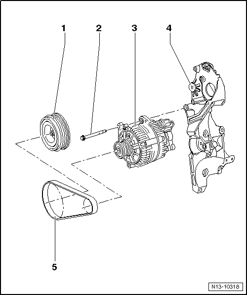 Volkswagen Tiguan. Montageübersicht - Keilrippenriementrieb